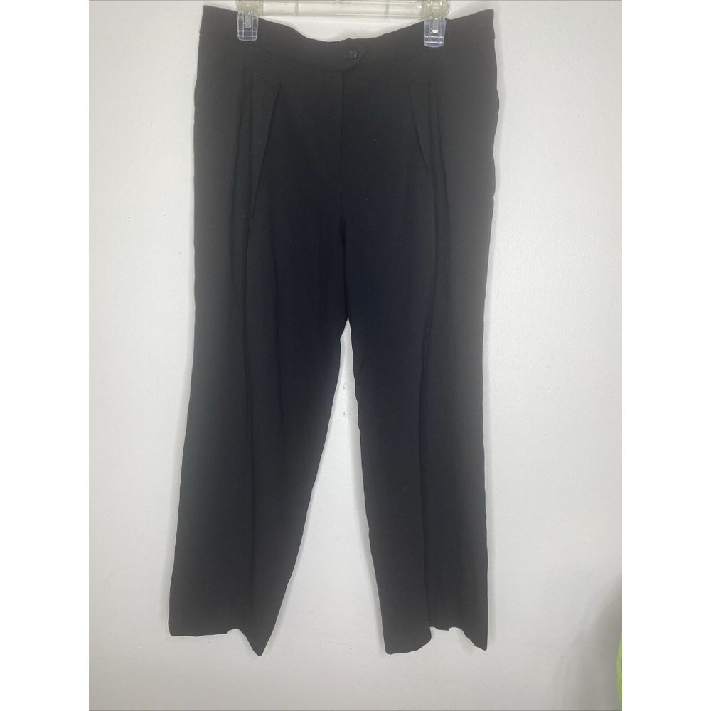 Oscar De La Renta Wool Crepe Pants Black Sz 12 Lined Made in Italy Trousers